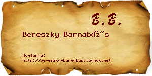 Bereszky Barnabás névjegykártya